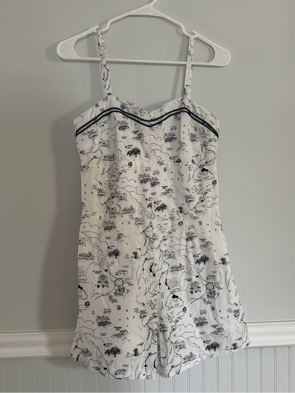 Rachel Antonoff White Map/Toile print romper